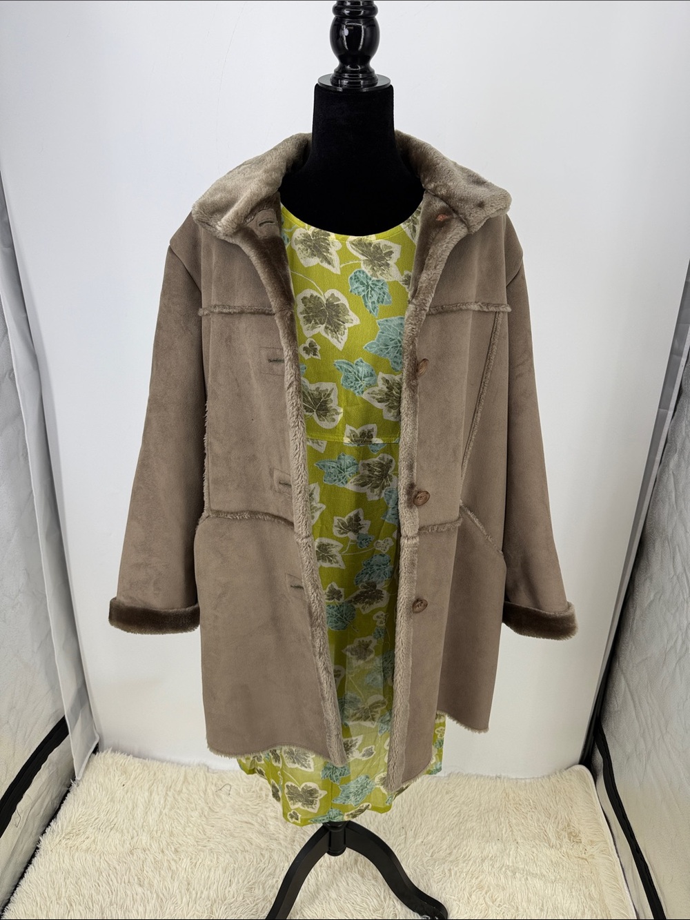 Vtg Penny Lane style Jones New York Faux Shearling Teddy Jacket